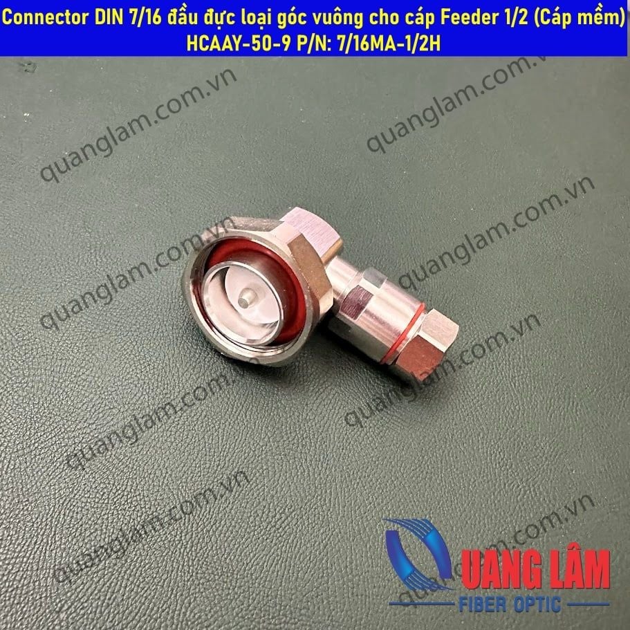 Connector DIN 7/16 đầu đực loại góc vuông cho cáp Feeder 1/2 (Cáp mềm) HCAAY-50-9 P/N: 7/16MA-1/2H