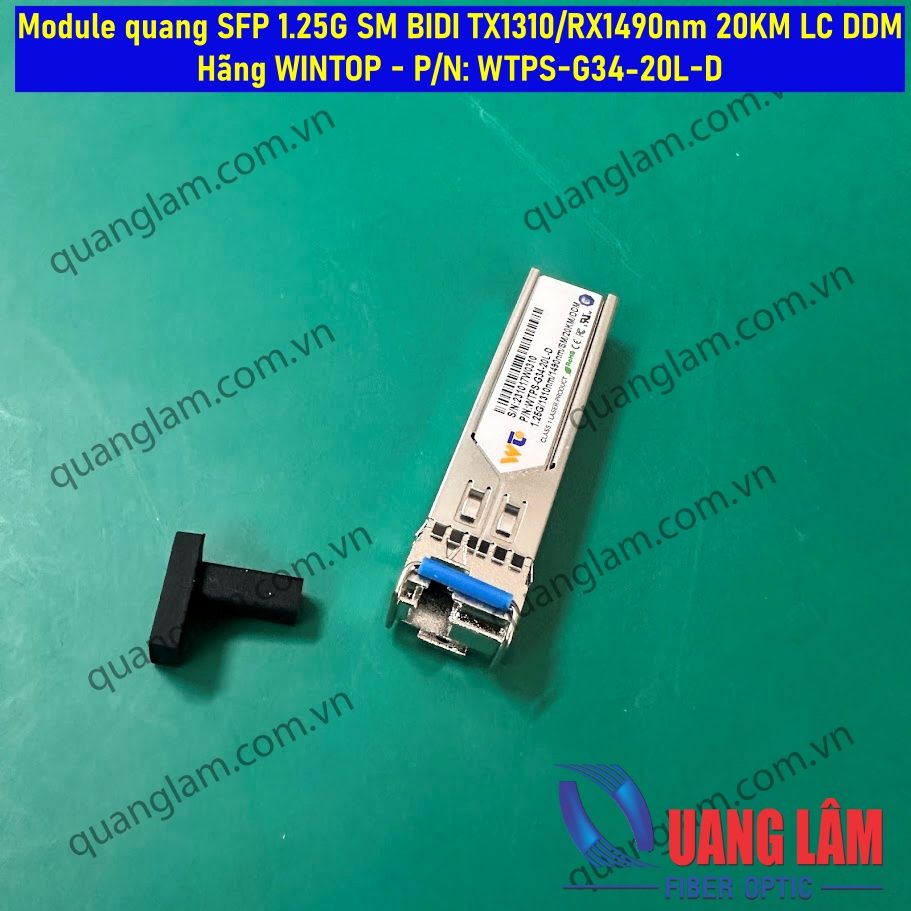 Module Quang Bidi Module quang SFP 1.25G SM BIDI TX1310/RX1490nm 20KM LC DDM P/N: WTPS-G ...