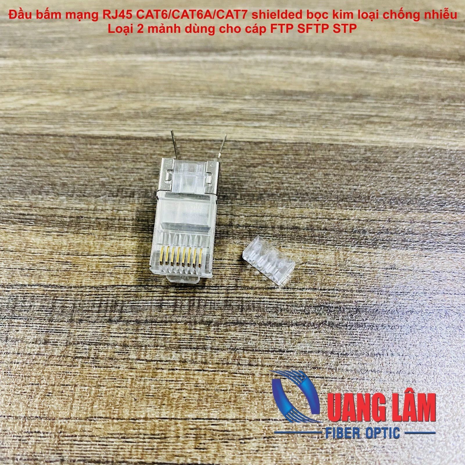 Đầu bấm mạng RJ45 CAT6/CAT6A/CAT7 shielded bọc kim loại chống nhiễu loại 2 mảnh dùng cho cáp FTP SFTP STP