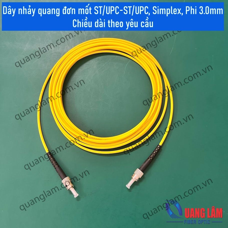 Dây nhảy quang đơn mốt ST/UPC-ST/UPC, Simplex, Phi 3.0mm. Chiều dài theo yêu cầu