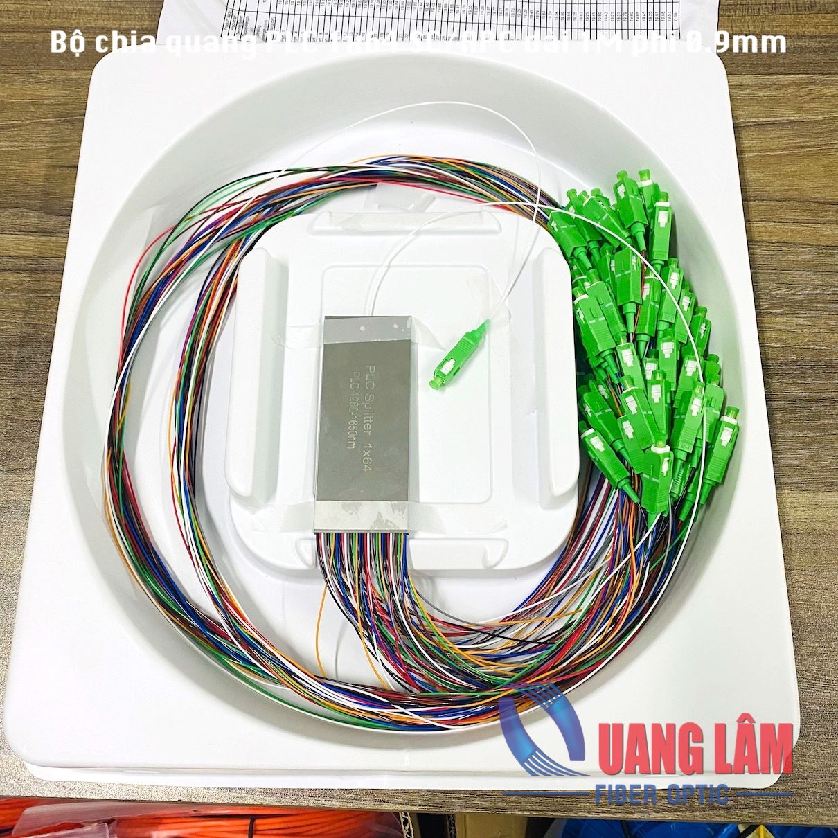 Bộ chia quang PLC 1x64 SC/APC dài 1M, phi 0.9mm