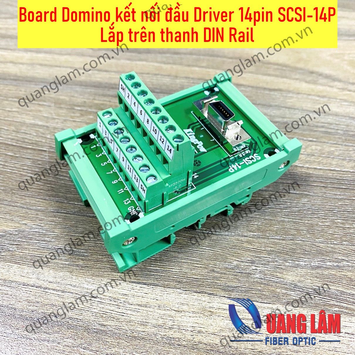 Board Terminal kết nối đầu Driver 14pin SCSI-14P - Lắp trên thanh DIN