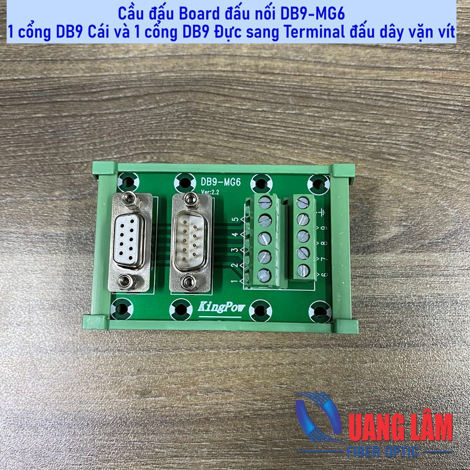 Cầu đấu Board đấu nối 1 cổng DB9 Cái và 1 cổng DB9 Đực sang Terminal đấu dây vặn vít DB9-MG6