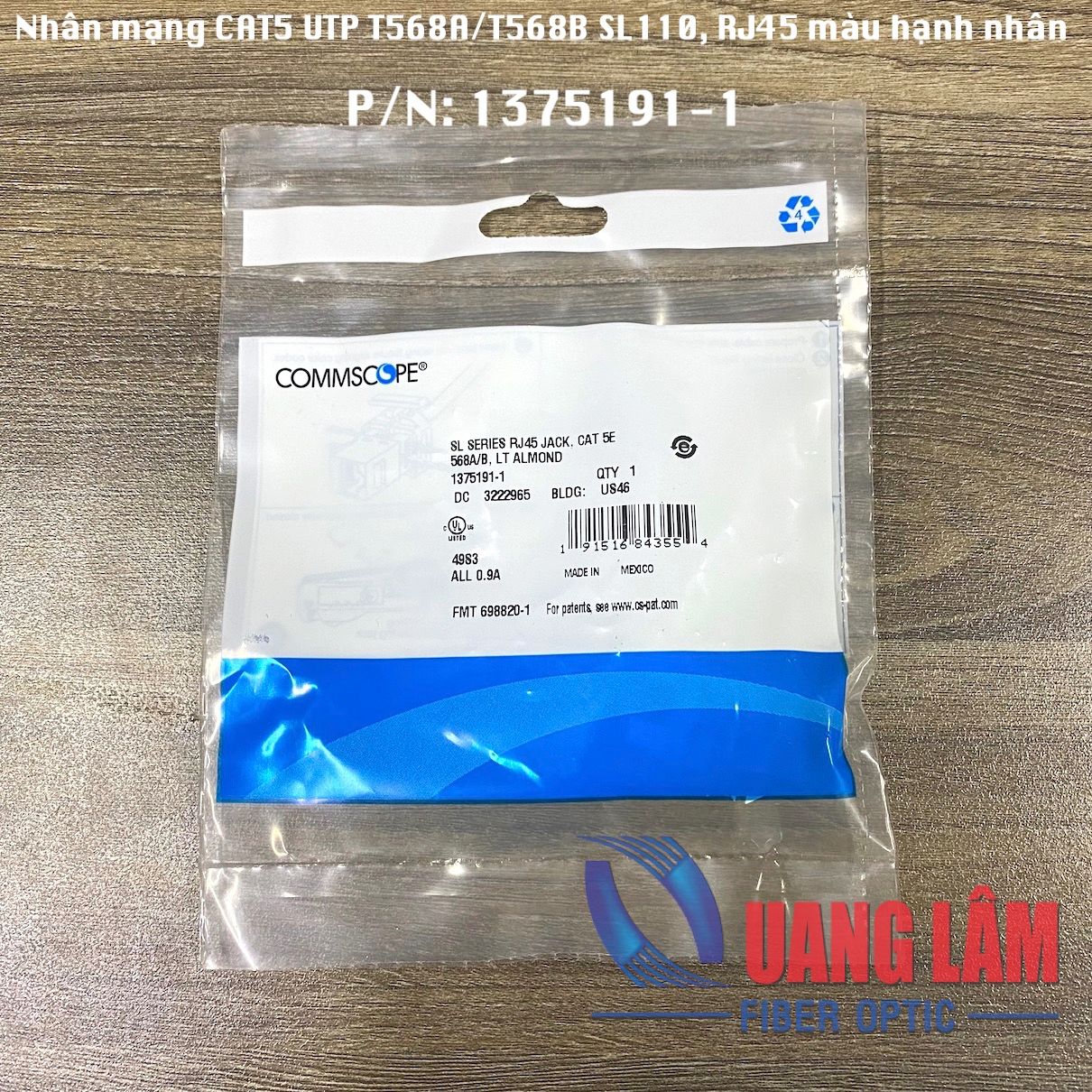 Nhân mạng CAT5e UTP, T568A/T568B, SL110, RJ45, màu hạnh nhân, P/N: 1375191-1 - Chính hãng COMMSCOPE