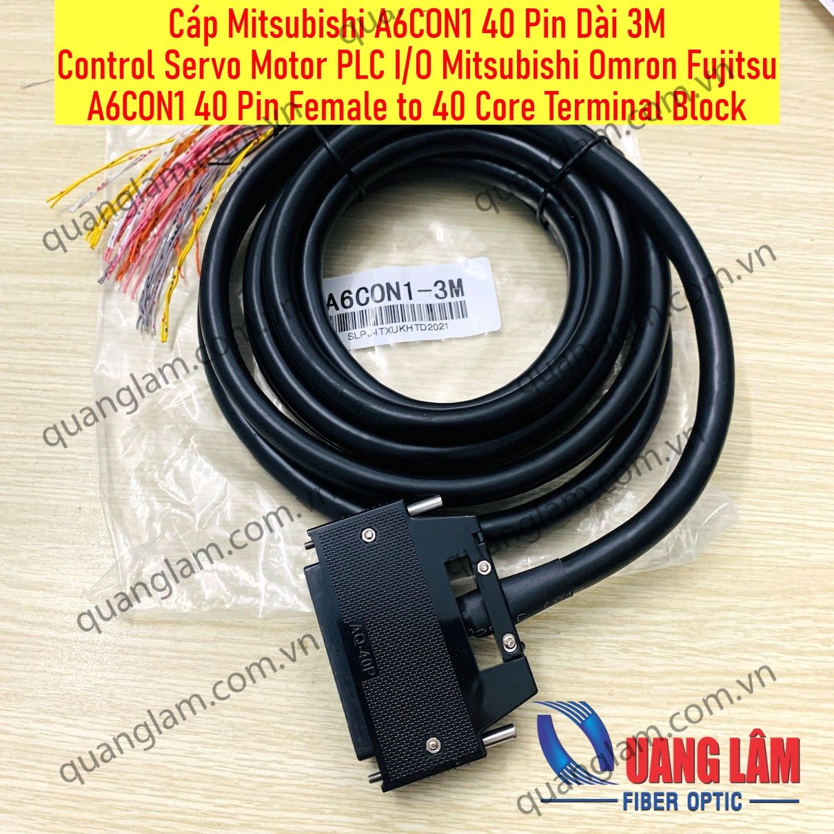 Cáp Mitsubishi A6CON1 40 Pin Dài 3M cho Control Servo Motor PLC I/O Mitsubishi Omron Fujitsu 40 Pin Female