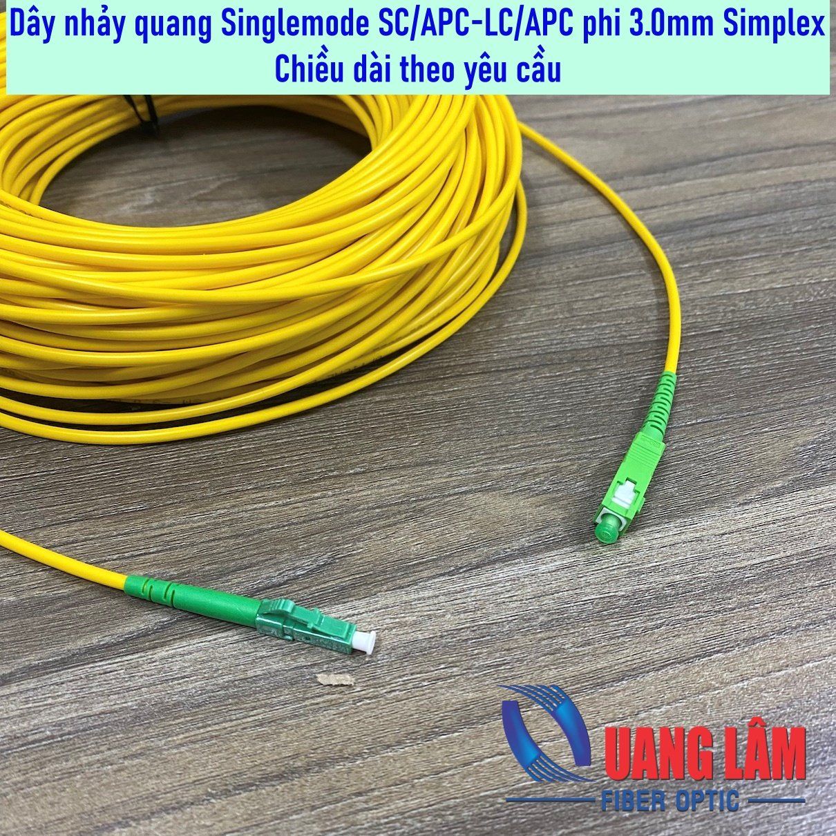 Dây nhảy quang singlemode SC/APC-LC/APC, Simplex, Phi 3.0mm