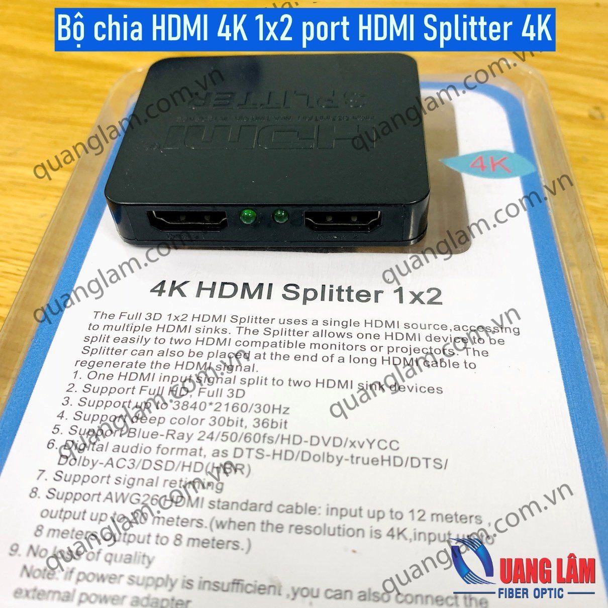 Bộ chia cổng HDMI 1 ra 2 hỗ trợ 4K OYEL - HDMI splitter 2 port support 4K