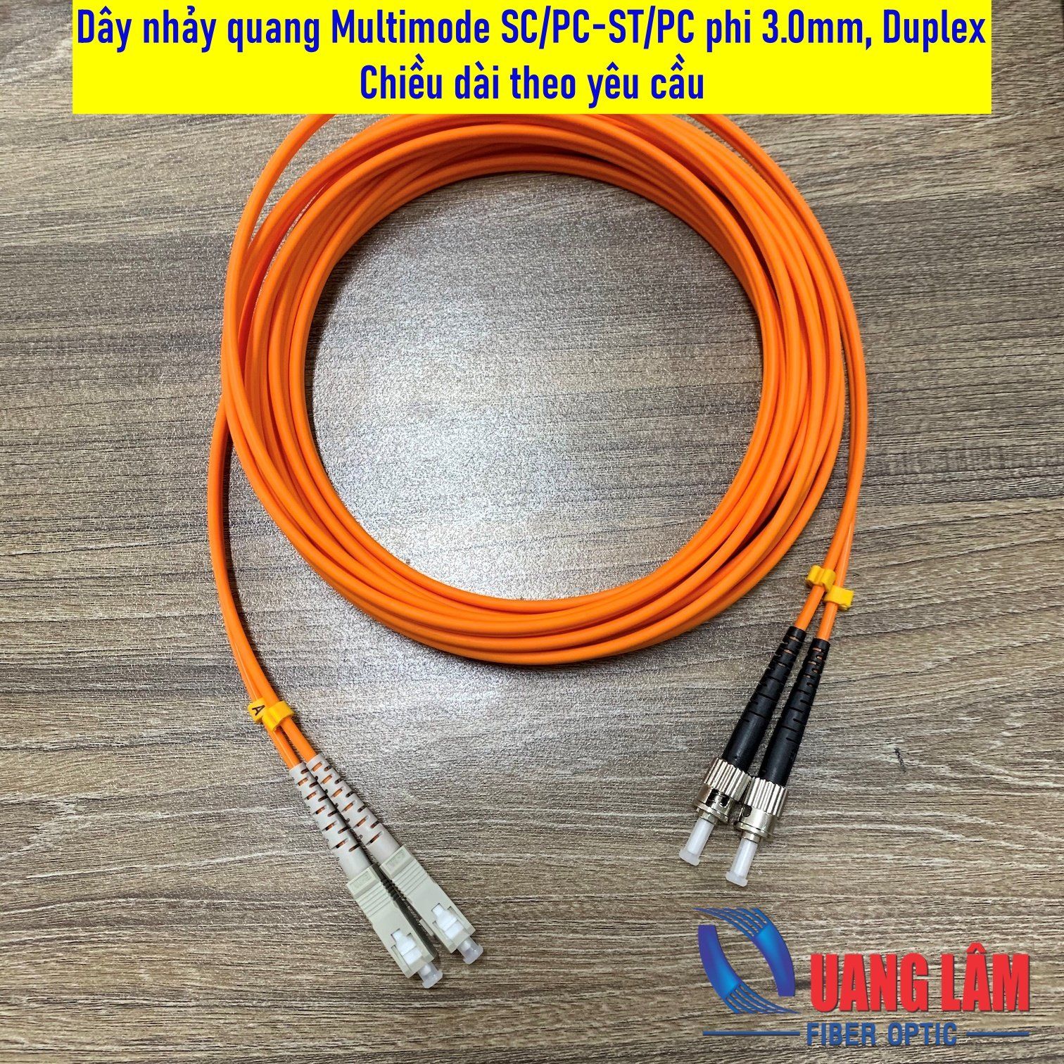 Dây nhảy quang Multimode SC/PC-ST/PC Duplex, phi 3.0mm - Chiều dài theo yêu cầu