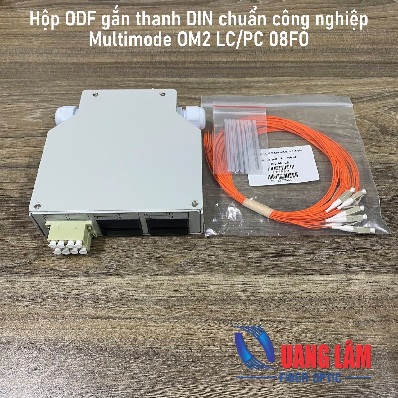 Hộp ODF gắn trên thanh DIN bằng thép 08FO LC/PC MM OM2 (Bao gồm đầy đủ phụ kiện)