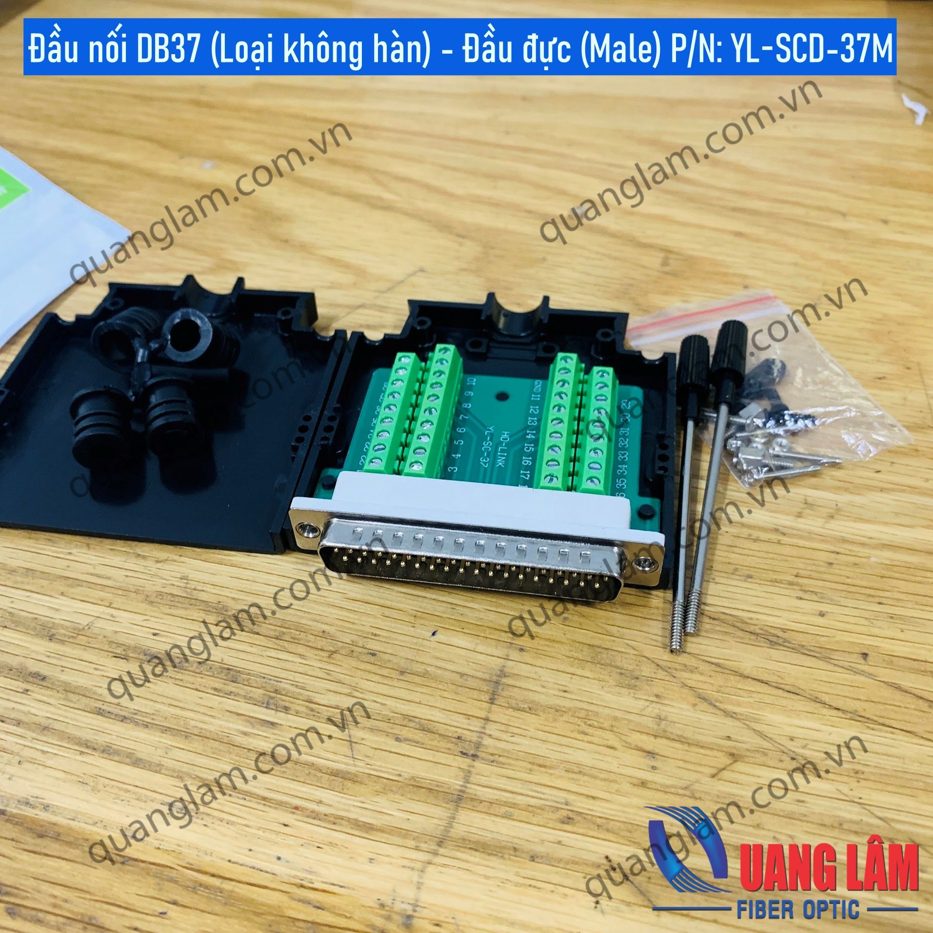 Đầu nối DB37 (Loại không hàn) - Đầu đực (Male) P/N: YL-SCD-37M
