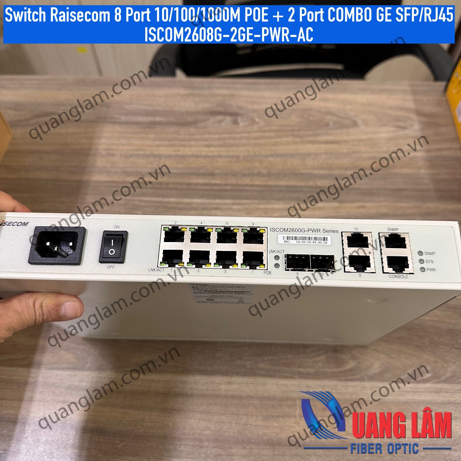Switch Raisecom 8 Port 10/100/1000M PoE + 2 Port COMBO GE SFP/RJ45 ISC ...