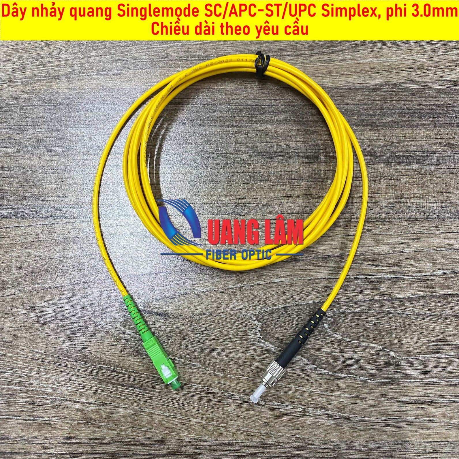 Dây nhảy quang Singlemode SC/APC-ST/UPC phi 3.0mm, Simplex, chiều dài theo yêu cầu