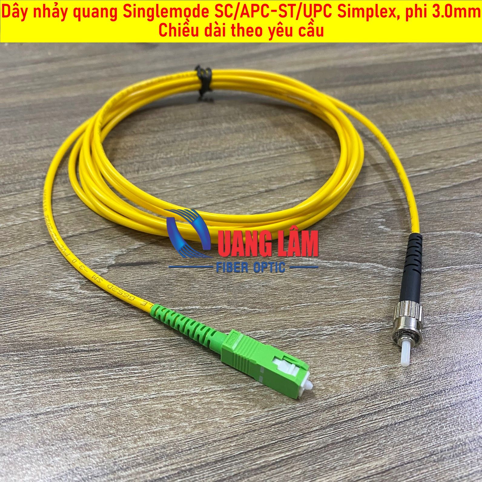 Dây nhảy quang Singlemode SC/APC-ST/UPC phi 3.0mm, Simplex, chiều dài ...