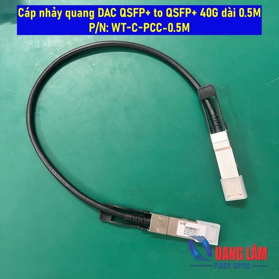 Cáp nhảy quang DAC QSFP+ to QSFP+ 40G dài 0.5M, P/N: WT-C-PCC-0.5M