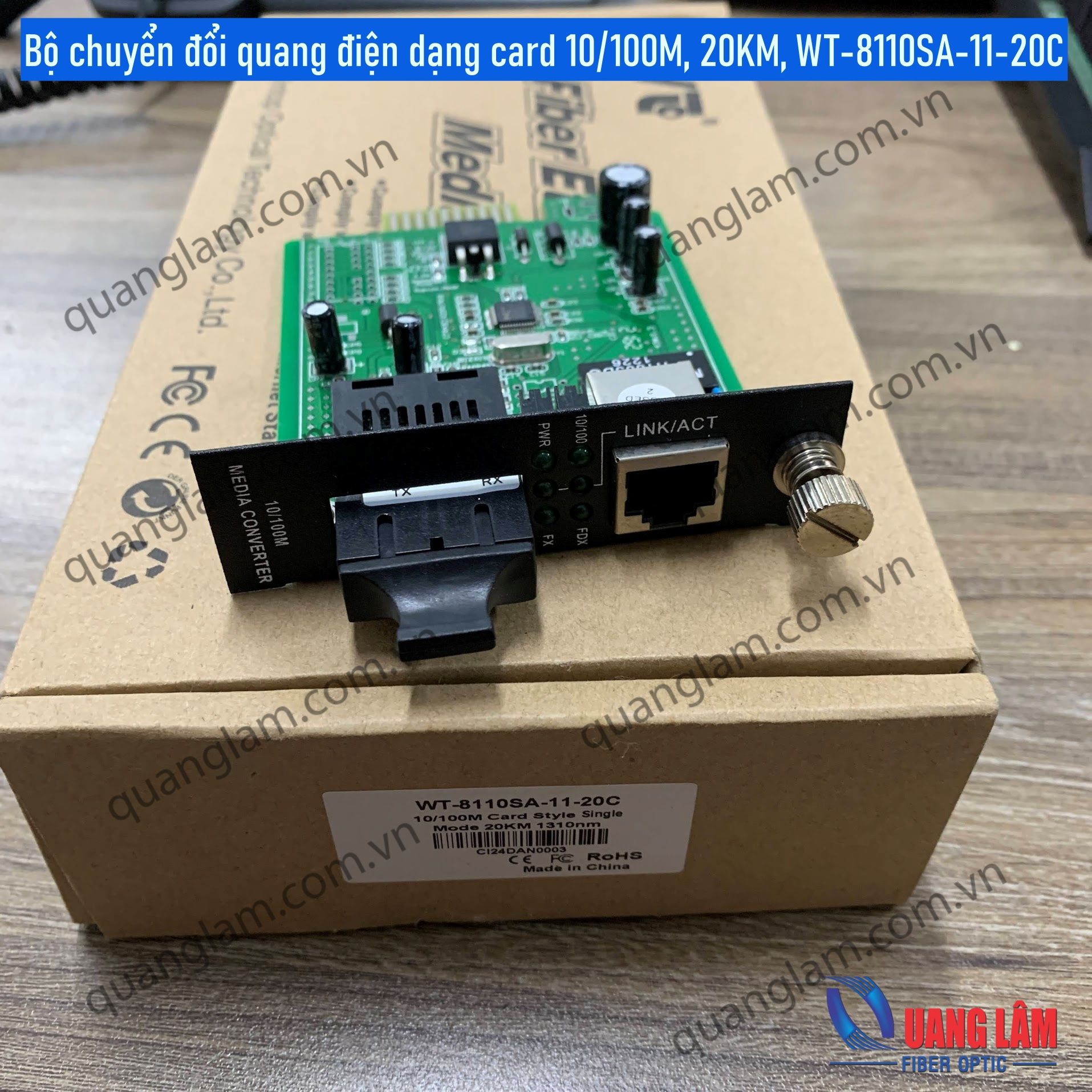Bộ chuyển đổi quang điện dạng card 10/100M, 20KM, WT-8110SA-11-20C WINTOP