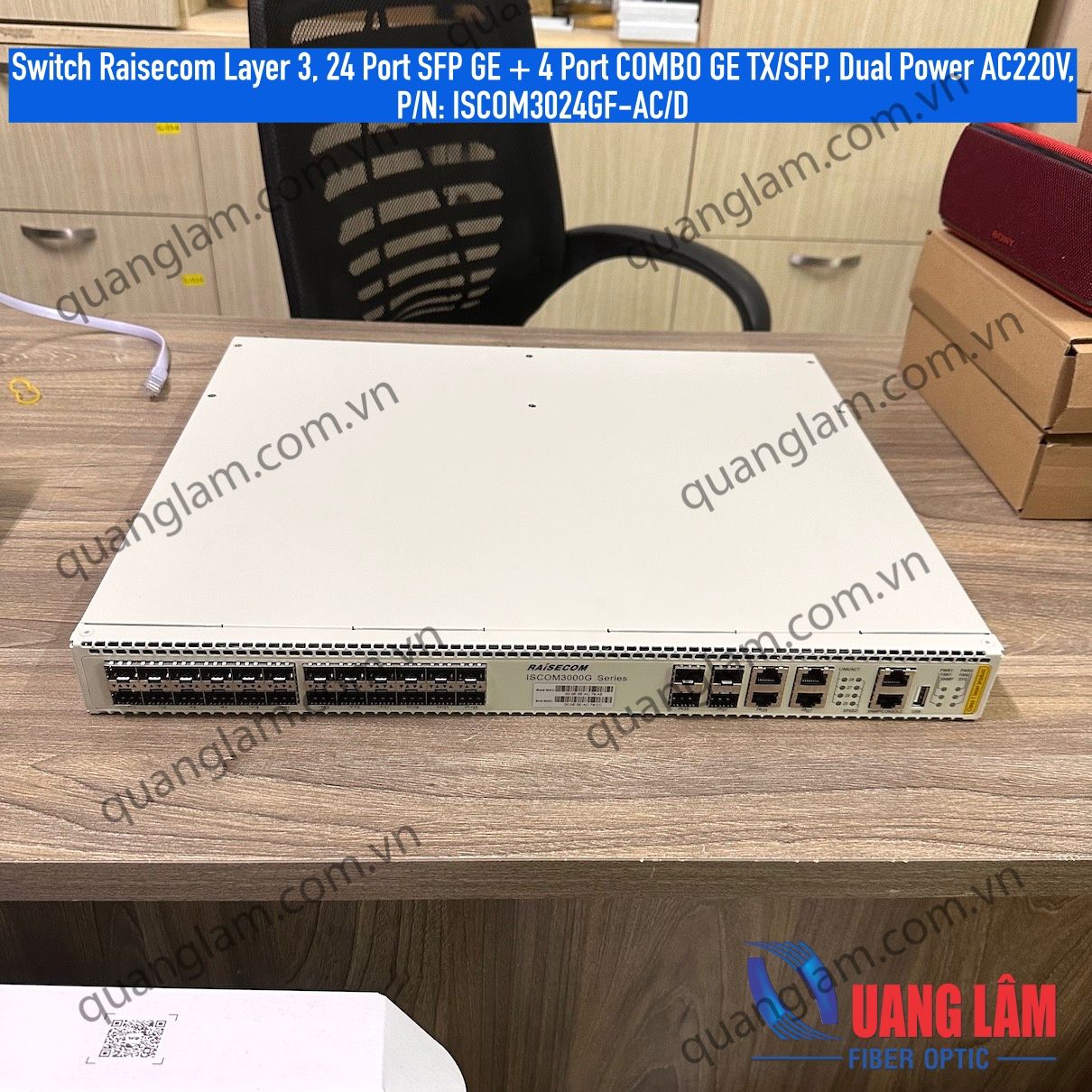 Switch Raisecom Layer 3, 24 Port SFP GE + 4 Port COMBO GE TX/SFP, Dual Power AC220V, P/N: ISCOM3024GF-AC/D