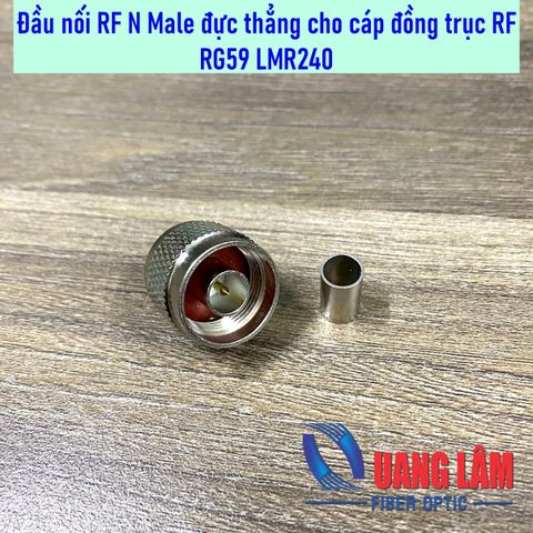 Đầu nối RF 50 Ohm N male đực thẳng nối cáp đồng trục RG59 LMR240