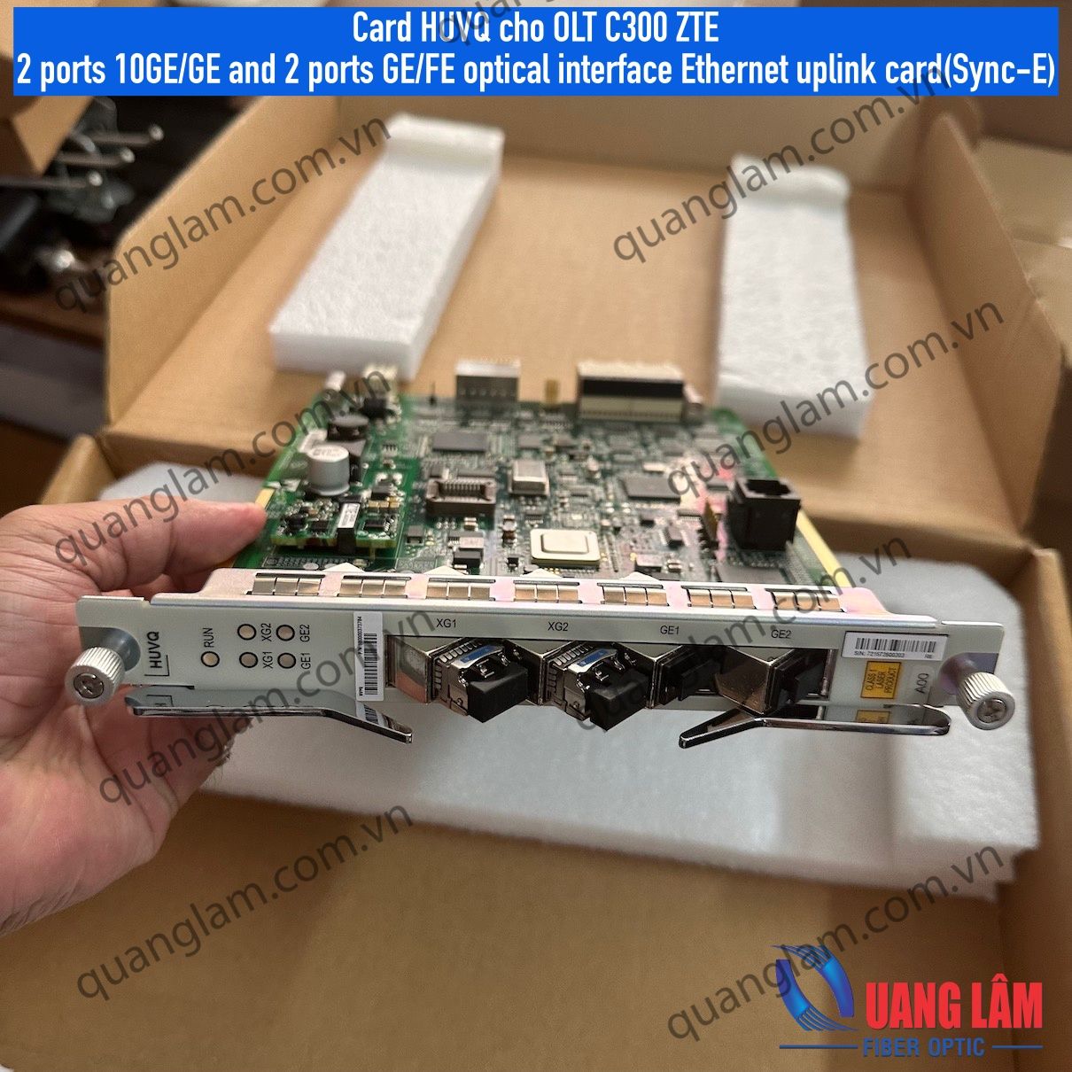 Card HUVQ cho OLT C300 ZTE 2 ports 10GE/GE and 2 ports GE/FE optical interface Ethernet uplink card(Sync-E)
