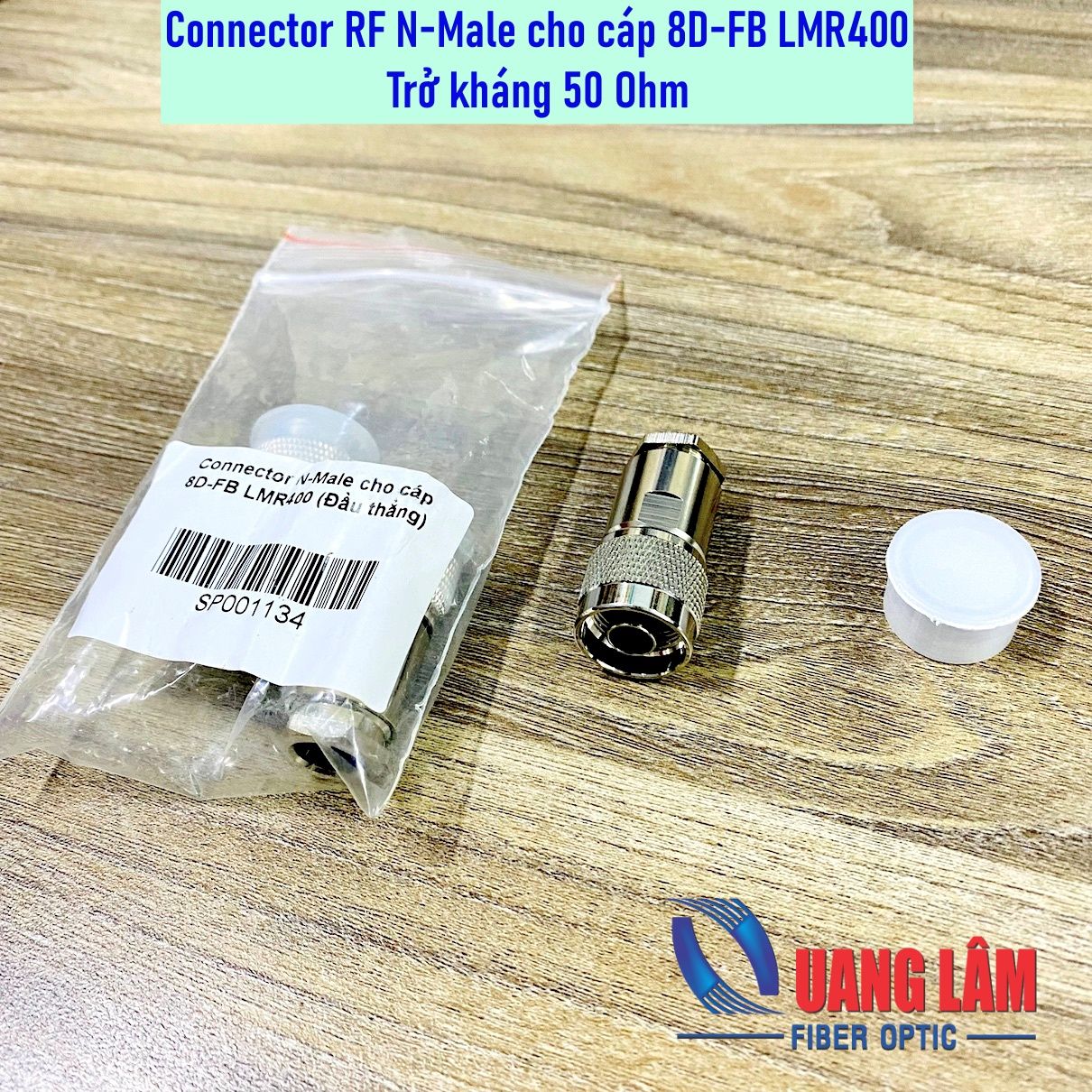 Connector N-Male đầu thẳng đuôi vặn cho cáp đồng trục 8D-FB (LMR-400)