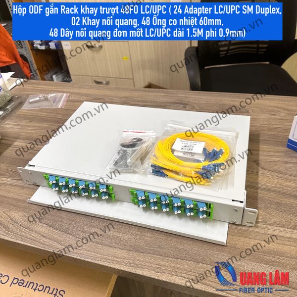 Hộp ODF gắn Rack khay trượt 48FO LC/UPC ( 24 Adapter LC/UPC SM Duplex ...