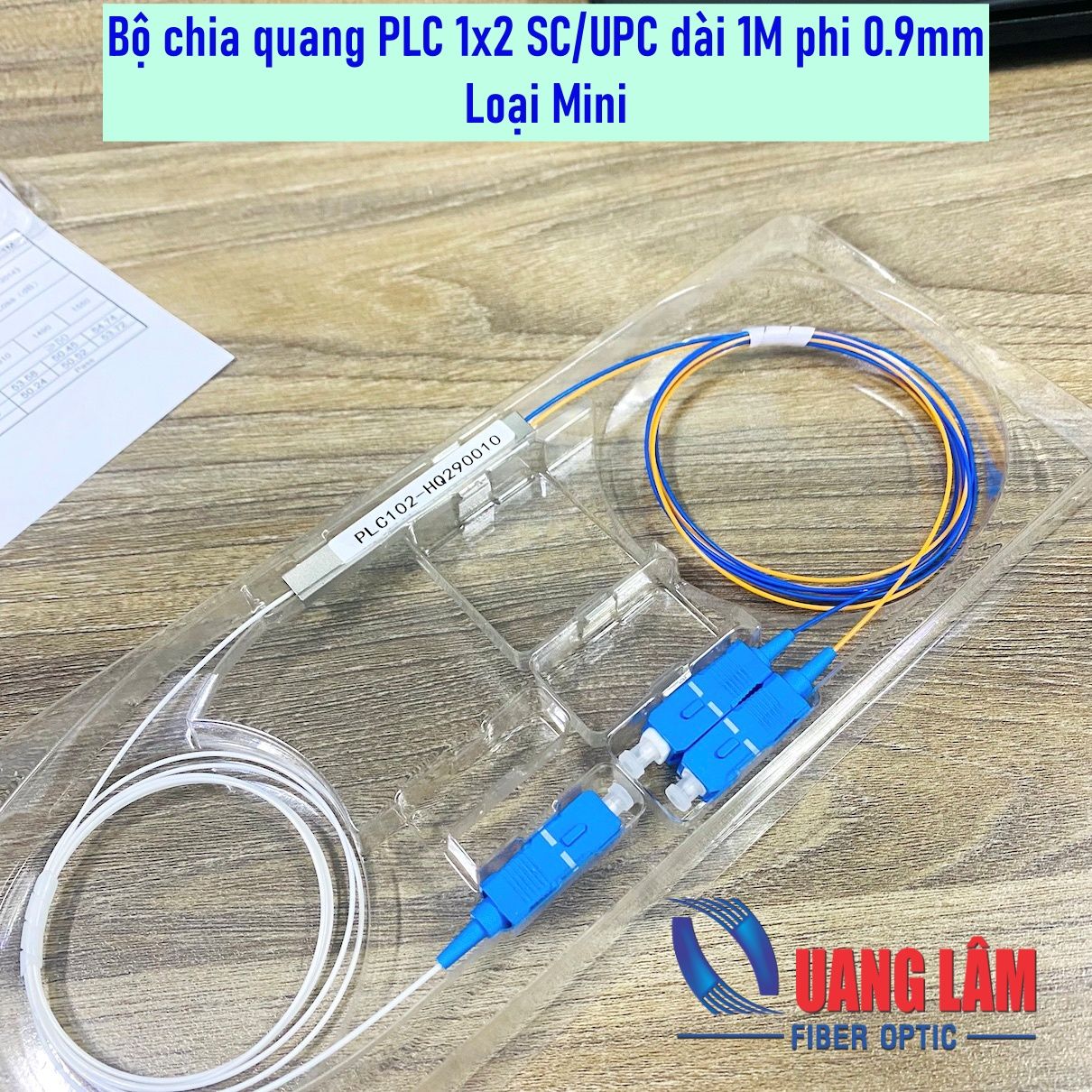 Bộ chia quang PLC 1x2 SC-UPC phi 0.9mm dài 1M (Loại Mini)
