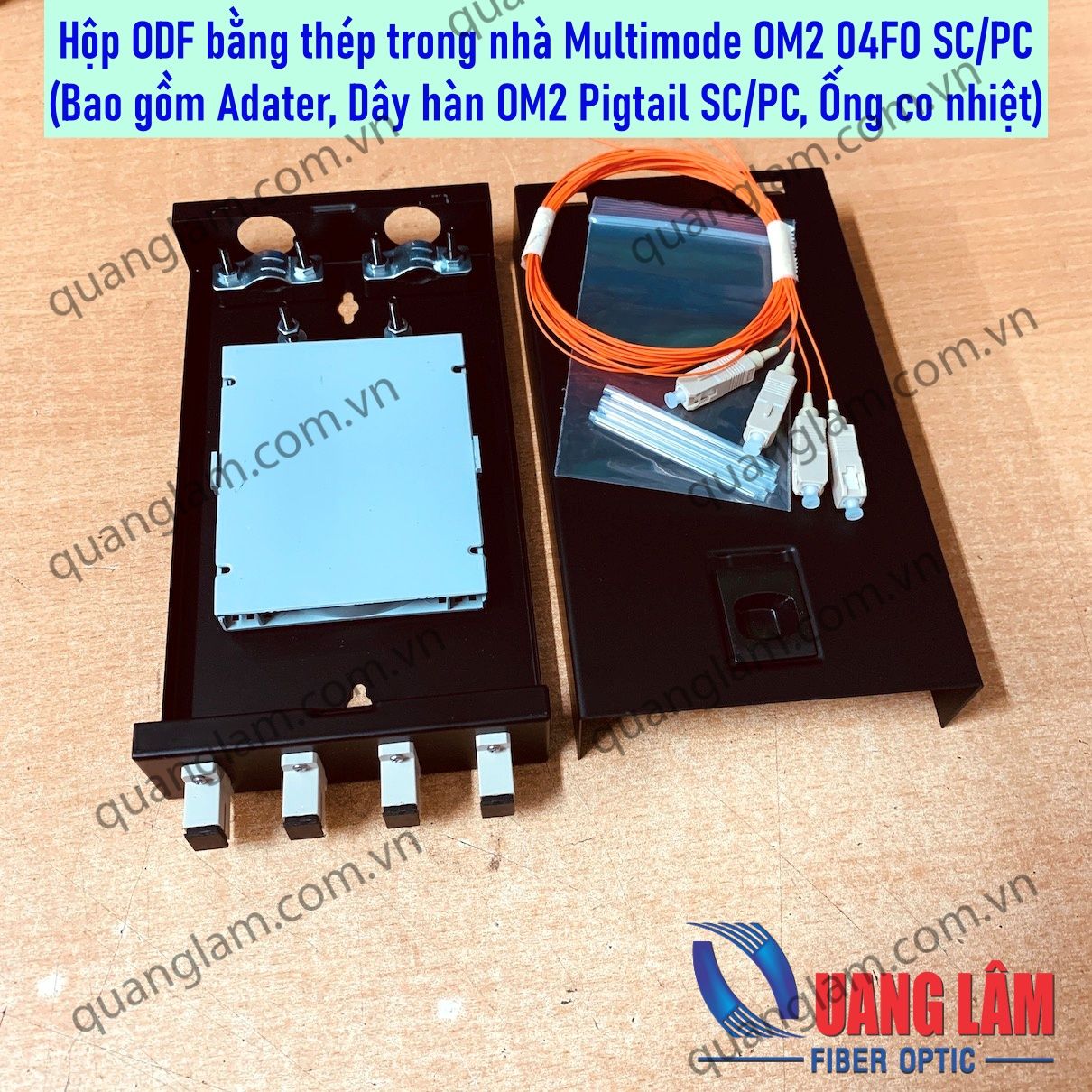 Hộp ODF bằng thép trong nhà 04FO SC/PC Multimode OM2 (Đầy đủ phụ kiện kèm Dây hàn Pigtail)