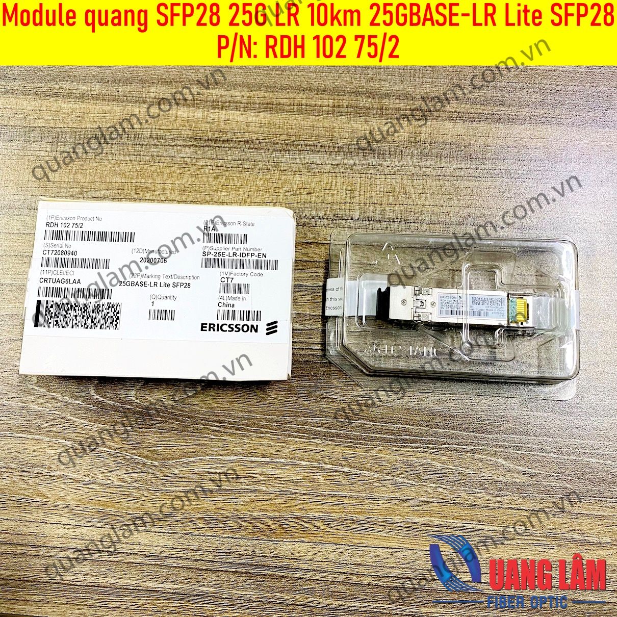 Module quang SFP28 25G LR 2km 25GBASE-LR Lite SFP28 P/N: RDH 102 75/2