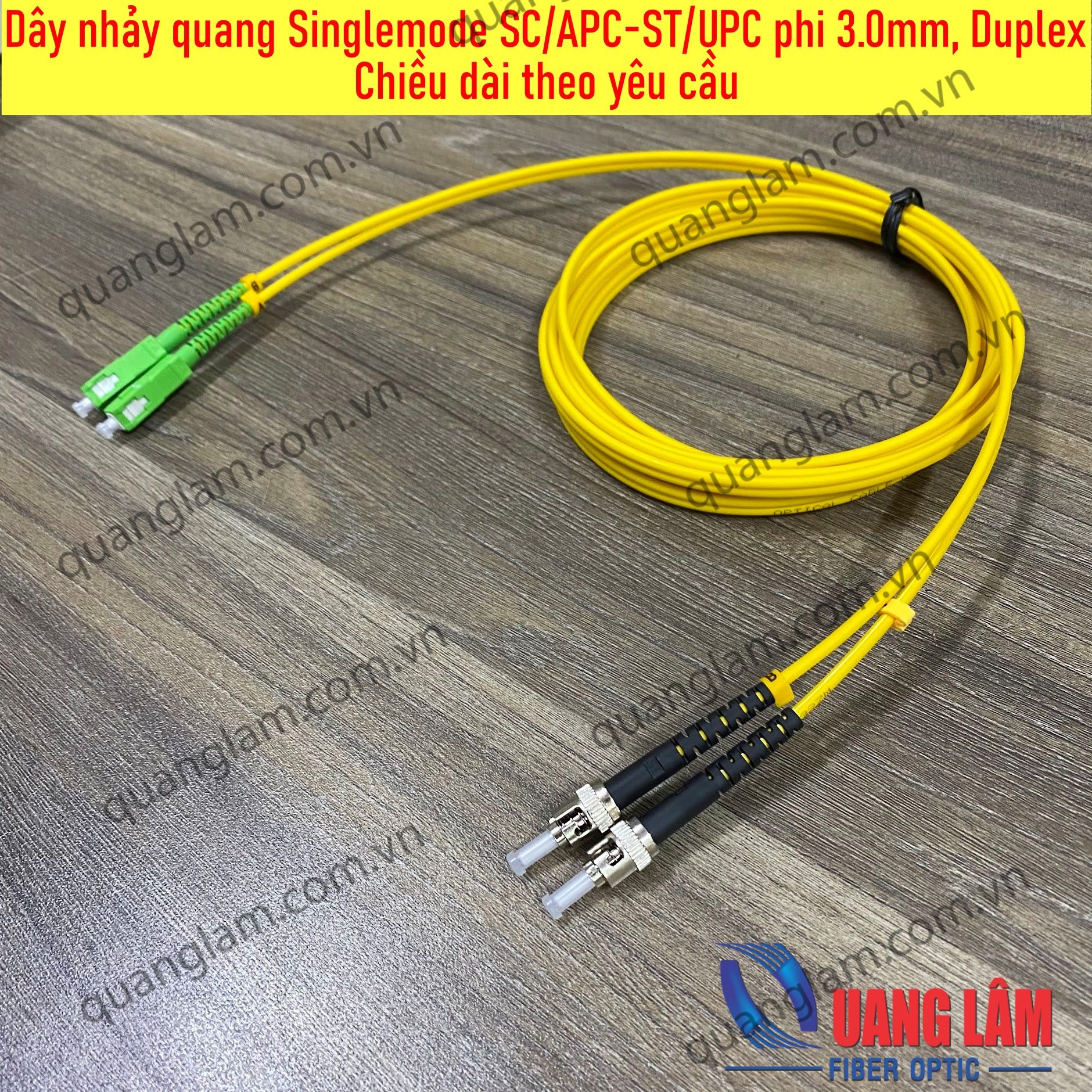 Dây nhảy quang Singlemode SC/APC-ST/UPC phi 3.0mm, Duplex Chiều dài th ...