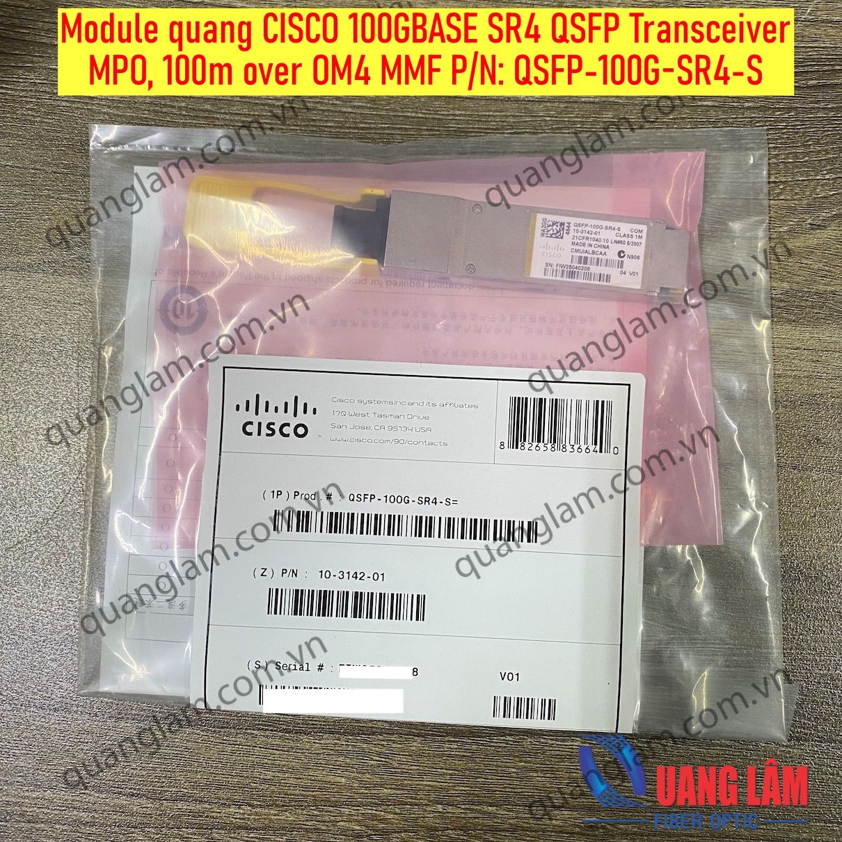 Module quang CISCO 100GBASE SR4 QSFP Transceiver, MPO, 100m over OM4 MMF P/N: QSFP-100G-SR4-S