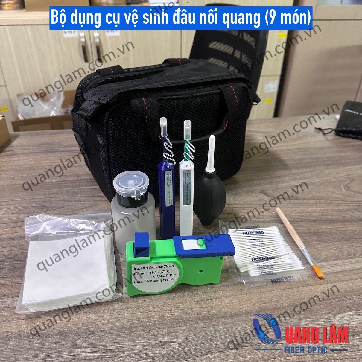 Bộ dụng cụ vệ sinh đầu nối quang (9 món)