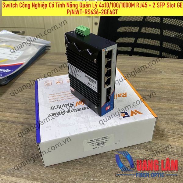 Switch công nghiệp có tính năng quản lý 4x10/100/1000M RJ45 + 2 SFP Sl ...
