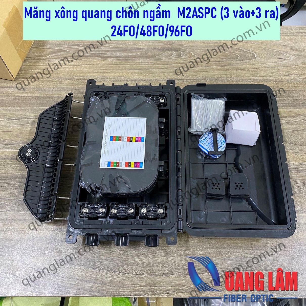 Măng xông quang loại chôn ngầm - 6 cổng - Dung lượng tối đa 96FO - M2ASPC