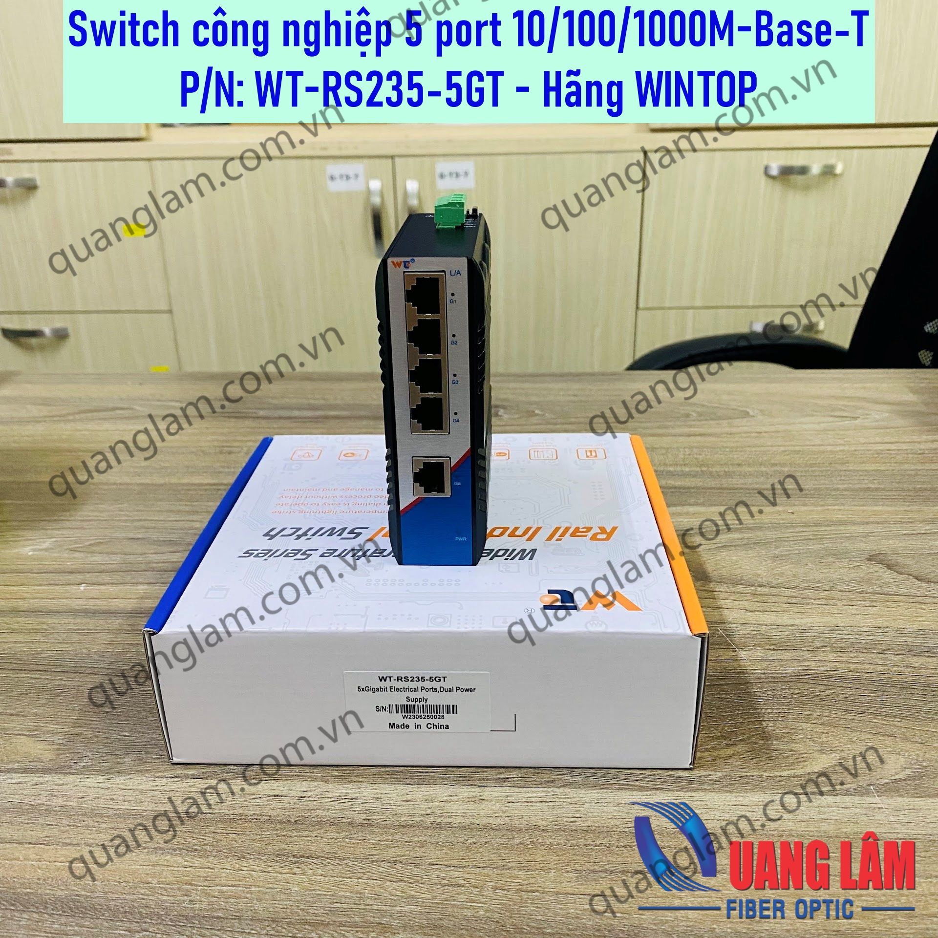 Switch công nghiệp 5x10/100/1000Base-T, nguồn DC 9-60V, DIN Rail WT-RS235-5GT