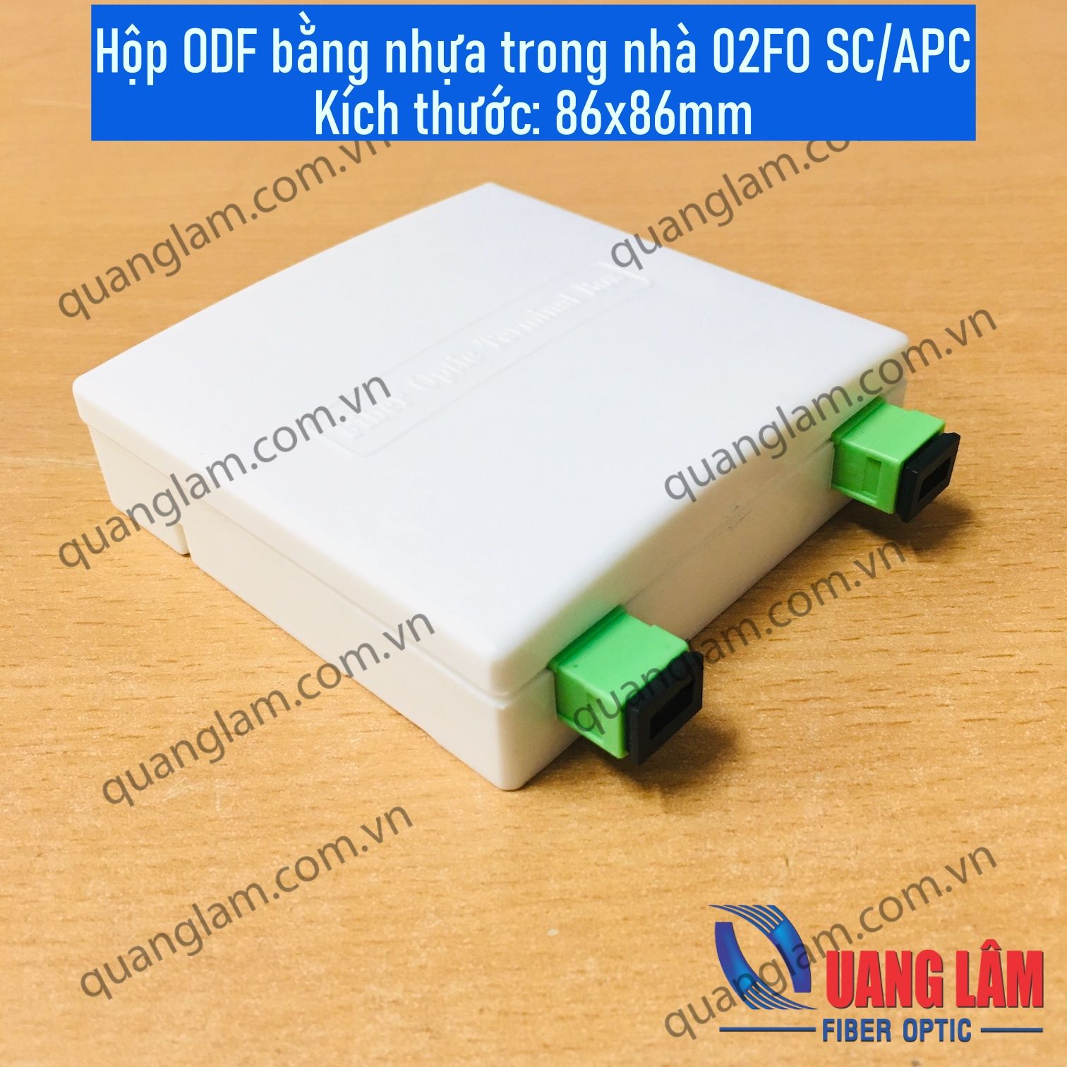 Hộp ODF bằng nhựa trong nhà 02FO SC/APC - Đầy đủ phụ kiện: 02 Adapter ...