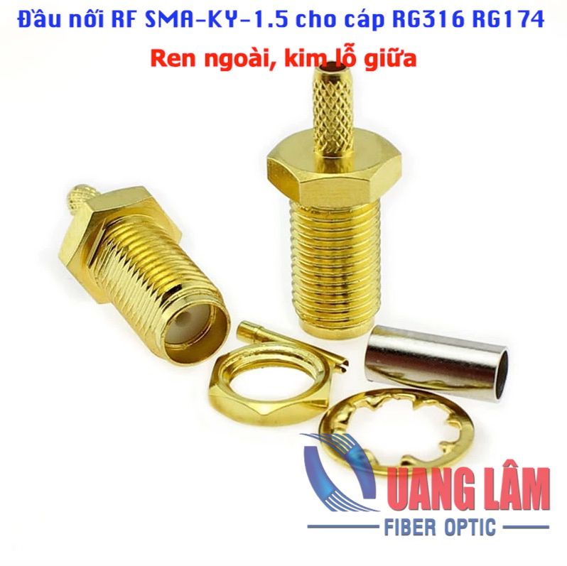 Đầu nối RF 50Ohm SMA (Cái) SMA-KY-1.5 cho cáp RG316 RG316D RG174