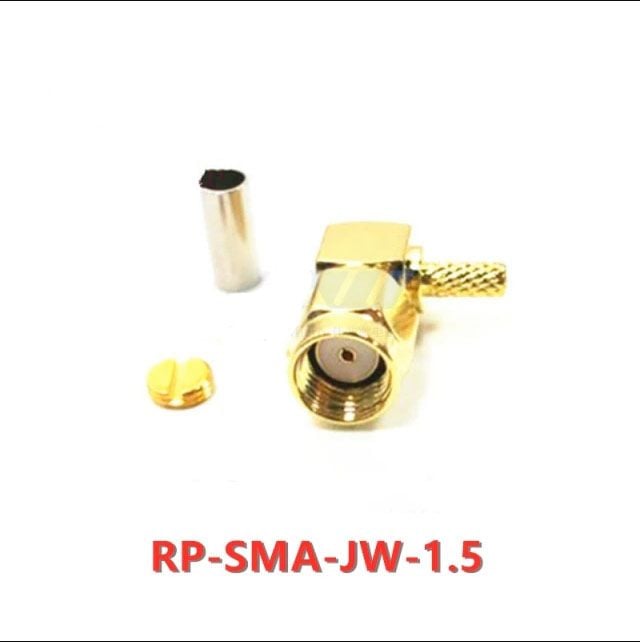 Đầu nối RF 50Ohm SMA (Đực) loại góc vuông RP-SMA-JW-1.5 cho cáp RG316 RG316D RG174