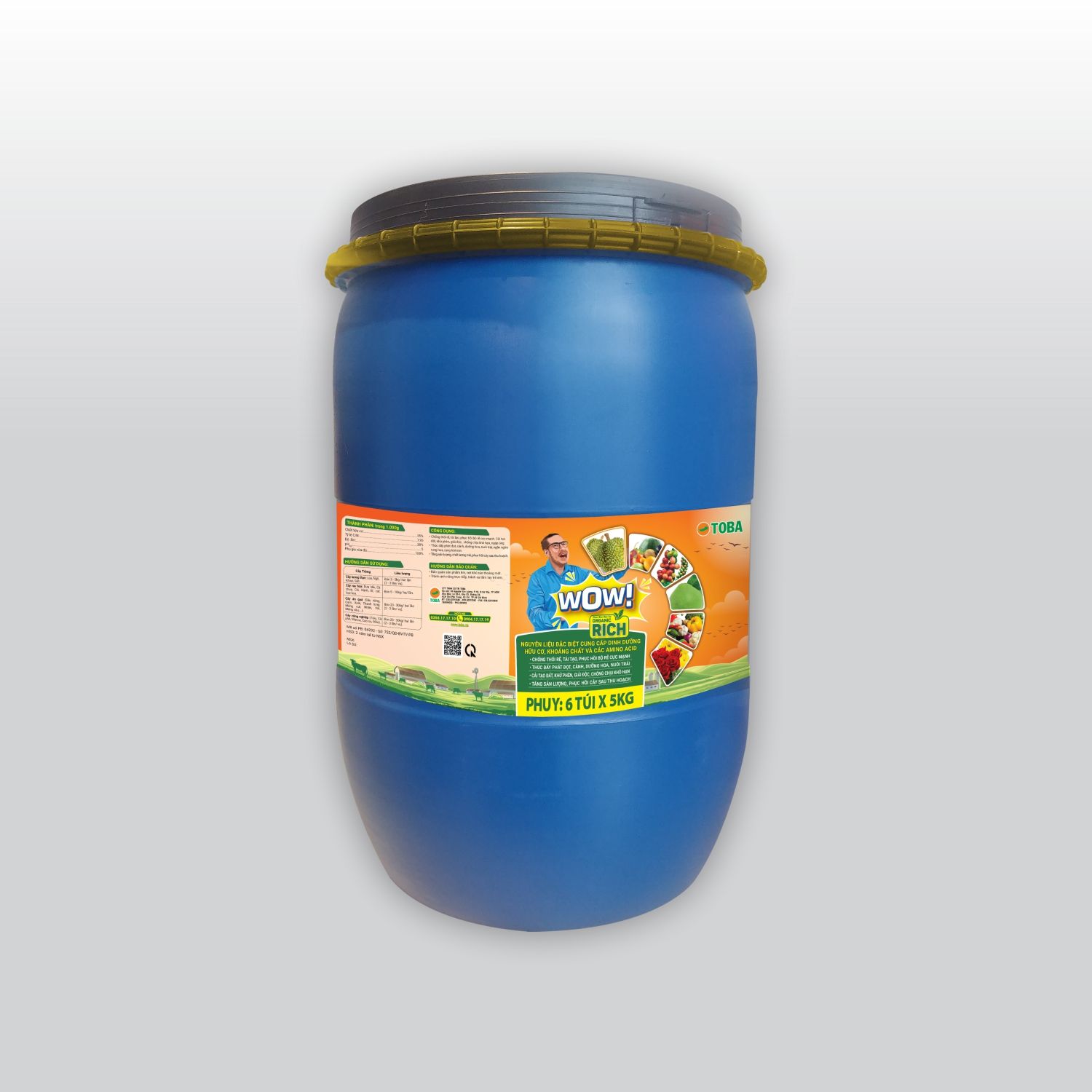 Phân bón hữu cơ WOW organic rich _Phuy 6 Túi x 5kg - PHC-ORNR8