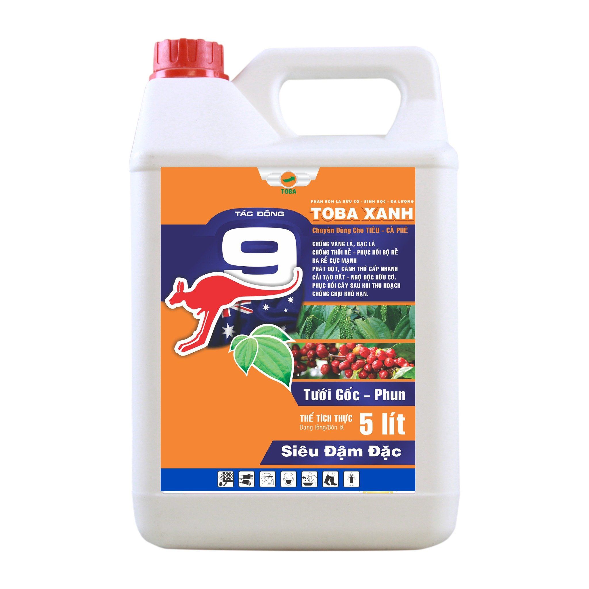 TOBA XANH - 9 TÁC ĐỘNG - TIÊU, CÀ PHÊ - Can 5 Lít - NND-TD417