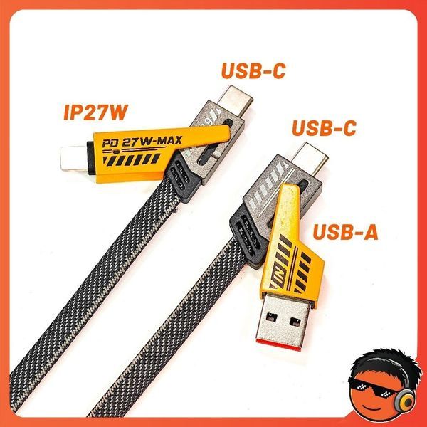  Cáp sạc nhanh 65W 4 in 1 Type c-lighning dây dù 