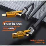  Cáp sạc nhanh 65W 4 in 1 Type c-lighning dây dù 