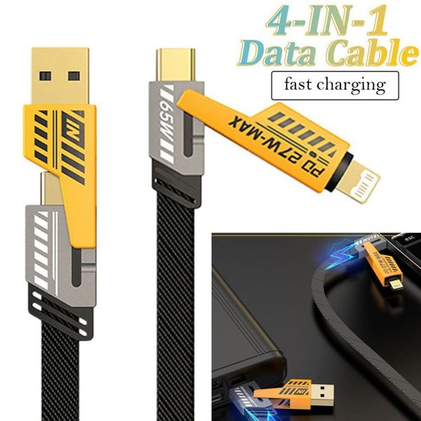  Cáp sạc nhanh 65W 4 in 1 Type c-lighning dây dù 