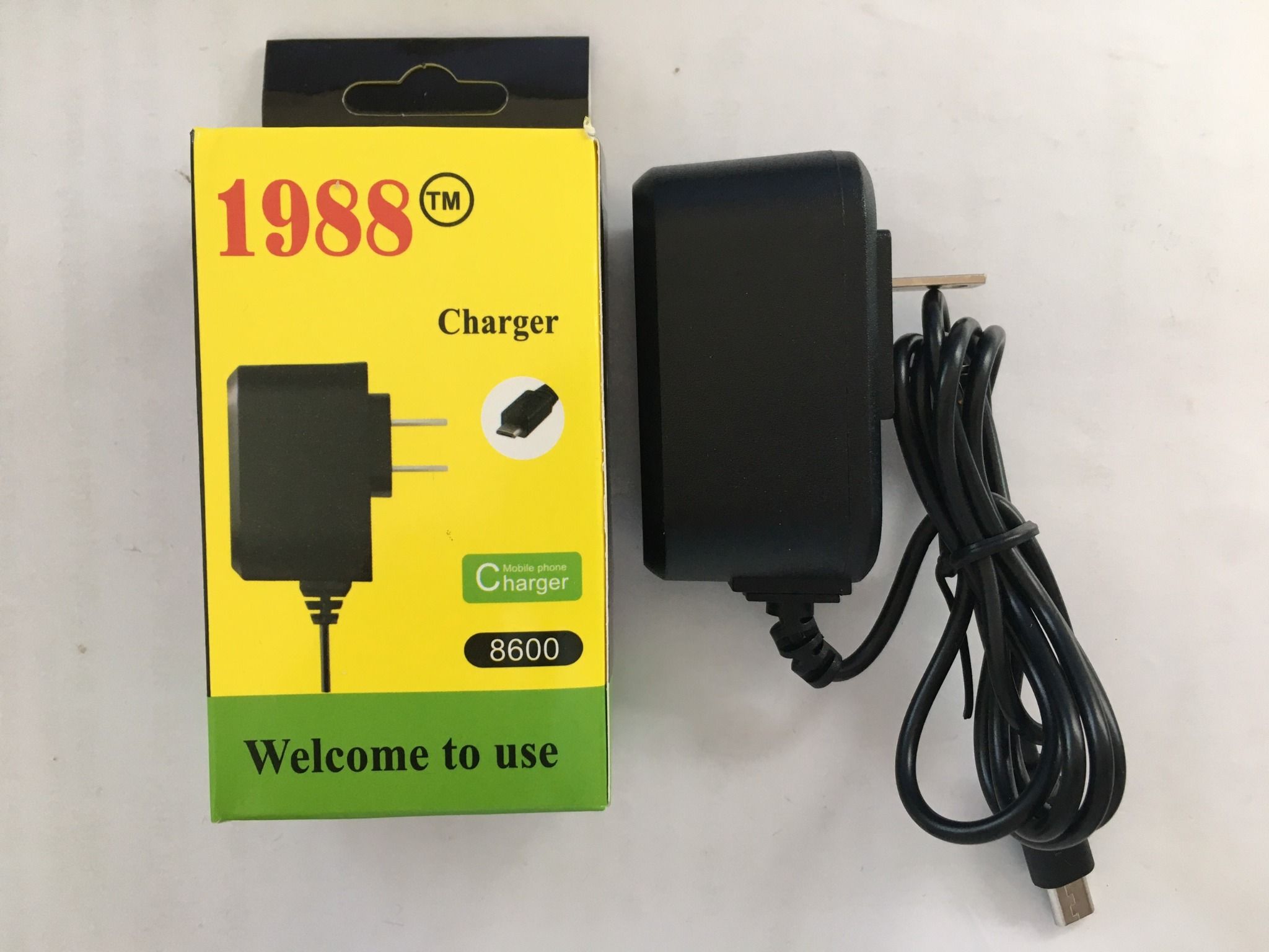  Bộ sạc cốc liền cáp chân dài Micro USB 1988 (Đen) 