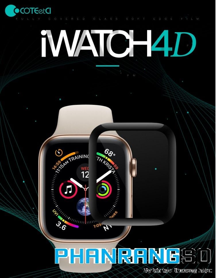  Cường lực full màn Apple Watch hiệu COTEetCI (Đen) 