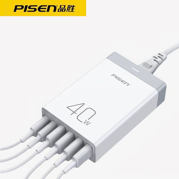  Cốc sạc nhanh 40w 6 cổng (2PD + 4USB) LH-C02 Pisen chính hãng 
