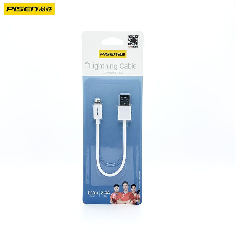  Cáp sạc nhanh USB - Lightning 2.4A 0.2m Pisen chính hãng 