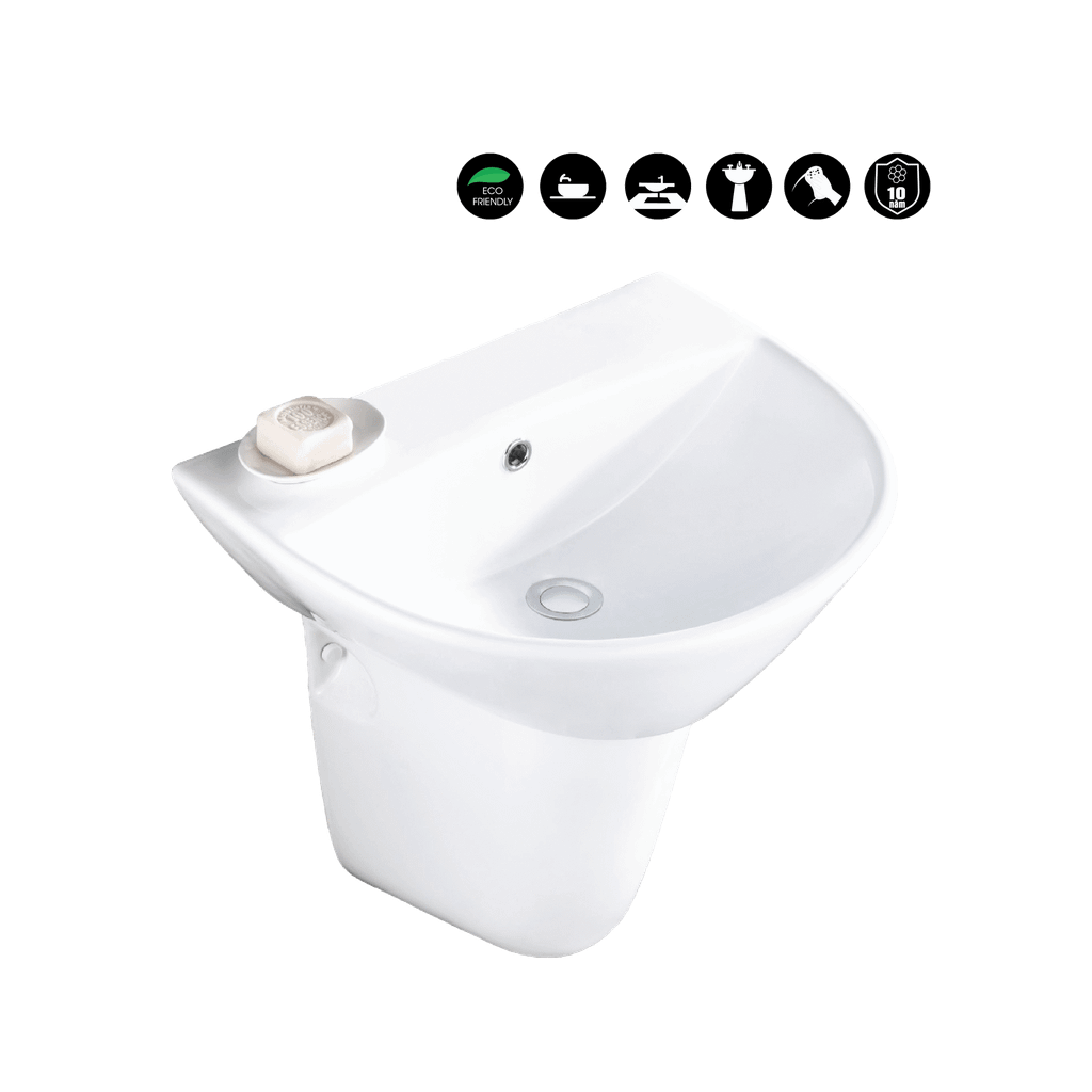Chậu rửa treo tường Basics BSA-501+Chân chậu Basics BSA-501