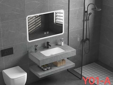 Bàn đá KENDURA HY011 2 tầng CT xám kèm chậu sứ