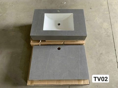 Bàn đá KENDURA TV02 tràn viền xám