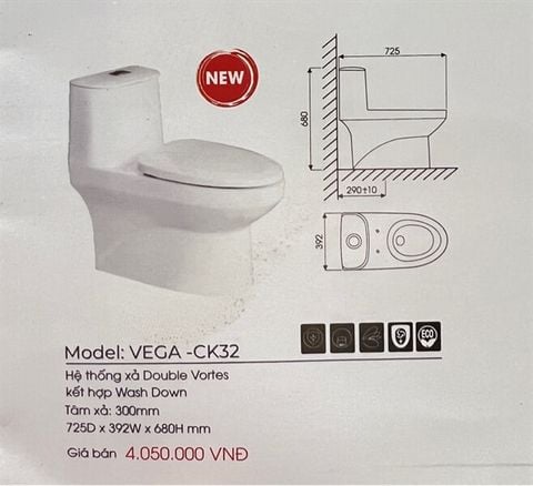 Bồn cầu một khối Thiên Thanh CK32