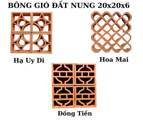 Bông gió  20x20 đất nung